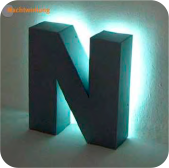 Neon Zentgraf Einzelbuchstaben Profil 3 Nachtwirkung